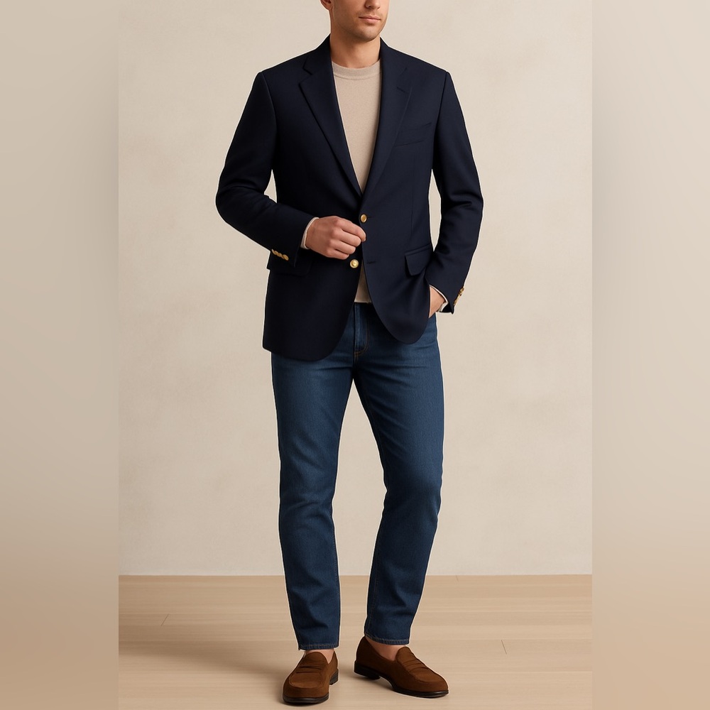 NWOT Nordstrom Navy Men’s Blazer with Gold Buttons 46R Store Return